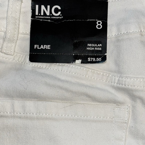 INC. White Flare Denim Jeans Women's Size 8 29x32 Gold Waist Clasp NWT - Picture 7 of 7